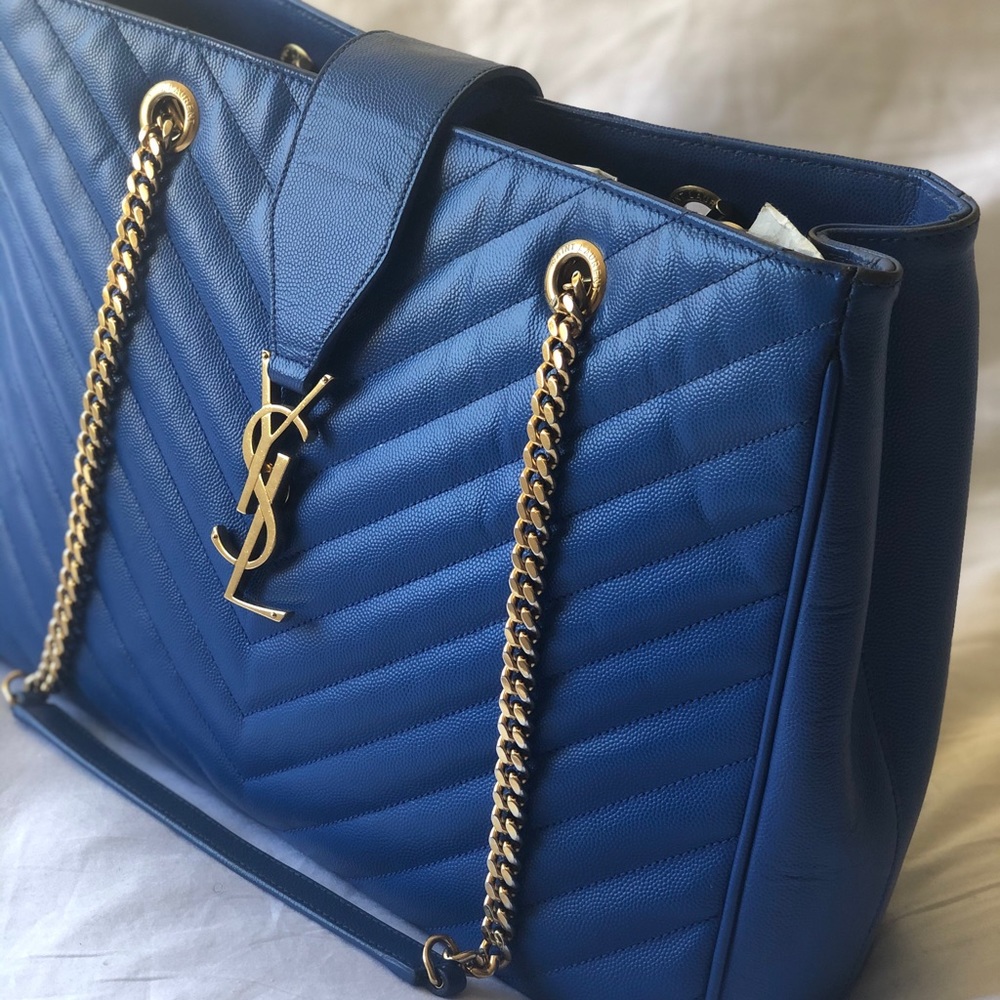 Blue and Gold Yves Saint Laurent purse